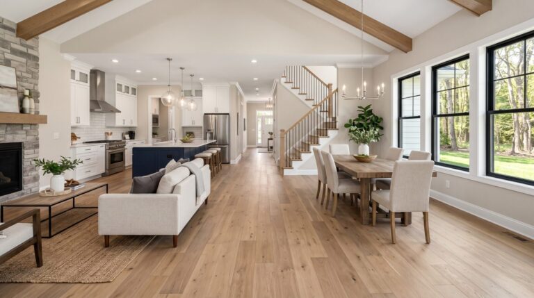 New construction home flooring in Crown Point Indiana with luxury vinyl plank, ICC Floors Plus.
