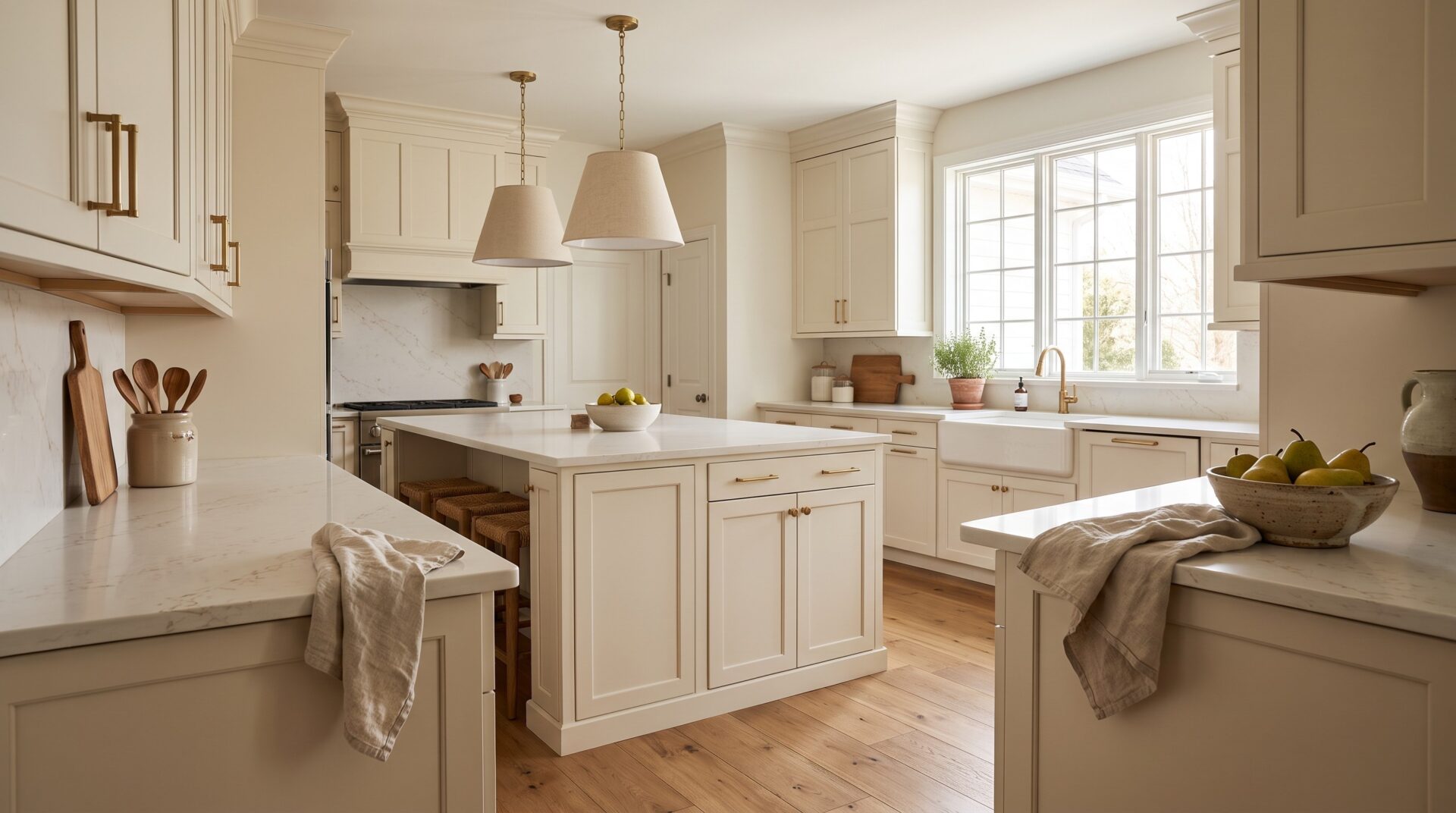 Kitchen cabinet and flooring coordination in Indianapolis home, ICC Floors Plus Inside Design.